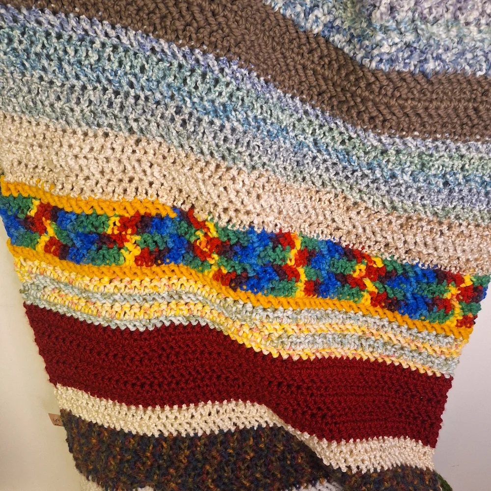 Crocheted Multi Colored Blanket or Throw 72